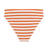 Orange and White Beach Stripes High Waisted Bikini Bottom - Extremely Stoked