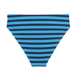Ocean Blues Beach Stripes High Waisted Bikini Bottom - Extremely Stoked