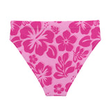 Raspberry Pinks Hawaiian Flowers High Waisted Bikini Bottom