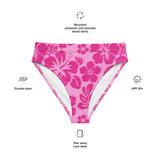 Raspberry Pinks Hawaiian Flowers High Waisted Bikini Bottom