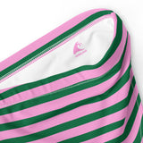 Green and Pink Beach Stripes High Waisted Bikini Bottom – Eco Swimwear by Extremely Stoked®