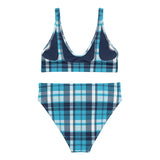 Ocean Blues Preppy Surfer Girl Plaid High Waisted Bikini