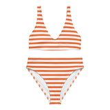 Orange and White Beach Stripes High Waisted Bikini - Extremely Stoked
