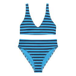 Ocean Blues Beach Stripes High Waisted Bikini - Extremely Stoked