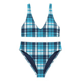 Ocean Blues Preppy Surfer Girl Plaid High Waisted Bikini