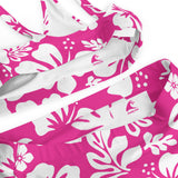 White Hawaiian Flowers on Hot Pink High Waisted Bikini - Extremely Stoked