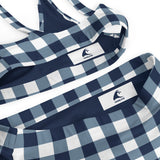 Navy Blue and White Gingham High Waisted Bikini Swimsuit – Eco Swimwear by Extremely Stoked®