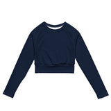 Extremely Stoked Navy Blue Long Sleeve Crop Top