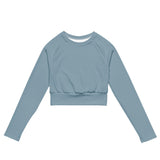 Extremely Stoked Slate Blue Long Sleeve Crop Top