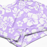 Lavender and White Hawaiian Flowers Long Sleeve Crop Top