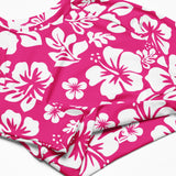 Hot Pink and White Hawaiian Flowers Long Sleeve Crop Top