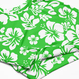 Lime and White Hawaiian Flowers Long Sleeve Crop Top