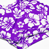 Purple and White Hawaiian Flowers Long Sleeve Crop Top