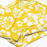 Yellow and White Hawaiian Flowers Long Sleeve Crop Top