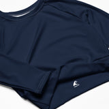 Extremely Stoked Navy Blue Long Sleeve Crop Top