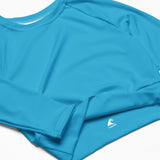 Extremely Stoked Aqua Blue Long Sleeve Crop Top