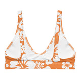 White Hawaiian Flowers on Juicy Orange Bikini Top - Extremely Stoked