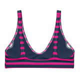Navy Blue and Medium Violet Red Beach Stripes Bikini Top - Extremely Stoked