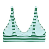 Green and Light Cyan Beach Stripes Bikini Top - Extremely Stoked