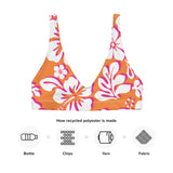 Juicy Orange, White and Hot Pink Hawaiian Flowers Bikini Top - Extremely Stoked