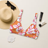 Juicy Orange, White and Hot Pink Hawaiian Flowers Bikini Top - Extremely Stoked