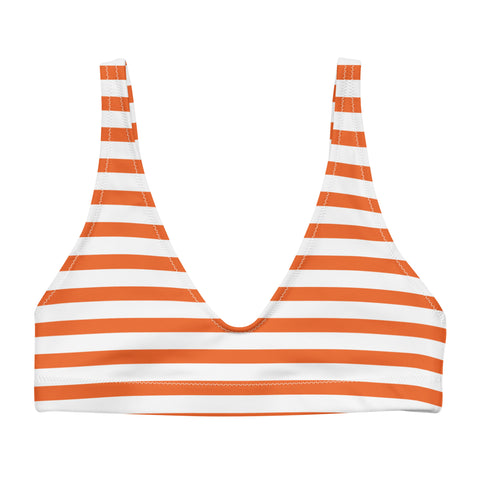 Orange and White Beach Stripes Bikini Top - Extremely Stoked
