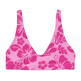 Raspberry and Pink Hawaiian Flowers Bikini Top