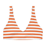 Orange and White Beach Stripes Bikini Top