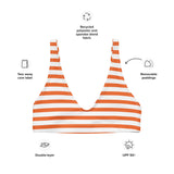 Orange and White Beach Stripes Bikini Top