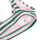 Green and Soft Pink Beach Stripes Bikini Top - Extremely Stoked