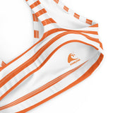 Orange and White Beach Stripes Bikini Top