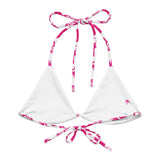 Hot Pink and White Hawaiian Flowers String Bikini Top