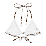 White and Brown Hawaiian Flowers String Bikini Top