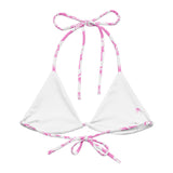 Pink and White Hawaiian Flowers String Bikini Top