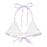 Lavender and White Hawaiian Flowers String Bikini Top