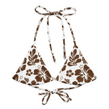 White and Brown Hawaiian Flowers String Bikini Top