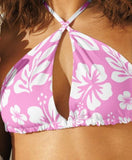 Pink and White Hawaiian Flowers String Bikini Top