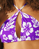 Purple and White Hawaiian Flowers String Bikini Top