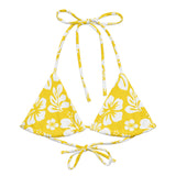 Yellow and White Hawaiian Flowers String Bikini Top