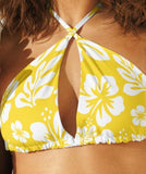 Yellow and White Hawaiian Flowers String Bikini Top