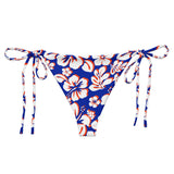 Royal Blue, Orange and White Hawaiian Flowers String Bikini Bottoms