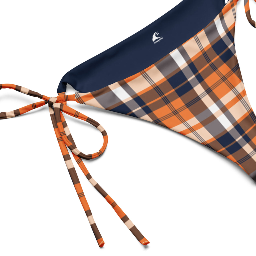 Orange & Navy Blue Preppy Plaid String Bikini Bottoms – Eco Swimwear ...