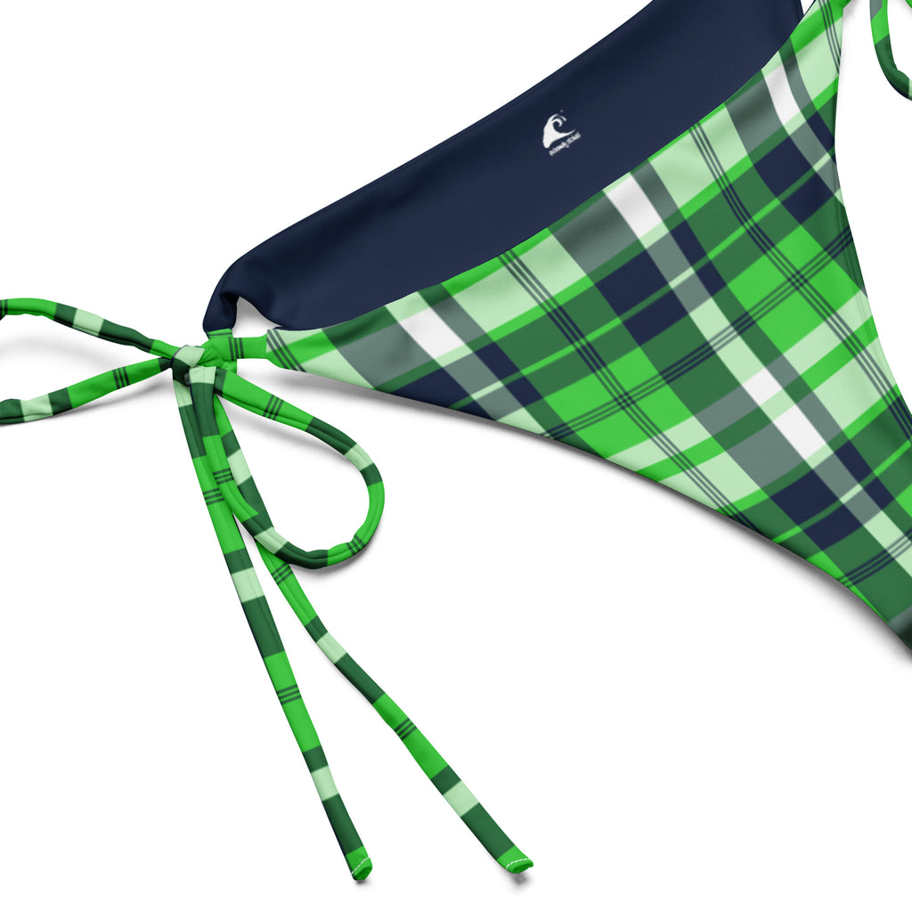 Lime Green and Navy Blue Plaid String Bikini Bottoms – Eco Swimwear ...