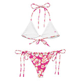 White, Orange and Hot Pink Hawaiian Flowers String Bikini - Extremely Stoked