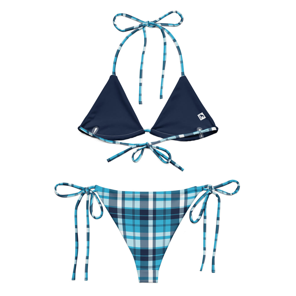 Ocean Blues Preppy Surfer Girl Plaid String Bikini – Eco Swimwear by E ...