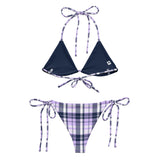 Lavender and Navy Blue Surfer Girl Plaid String Bikini