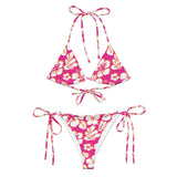 White, Orange and Hot Pink Hawaiian Flowers String Bikini - Extremely Stoked