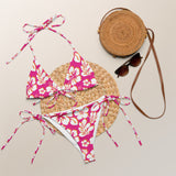 White, Orange and Hot Pink Hawaiian Flowers String Bikini - Extremely Stoked