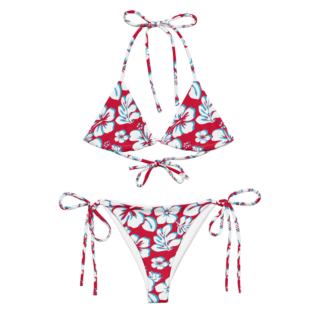 White, Aqua Blue and Red String Bikini – Eco Swimwear by Extremely Sto ...