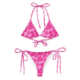 Three Pinks Hawaiian Flowers String Bikini